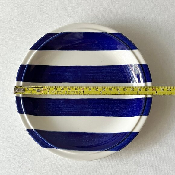 Grindley Cabana Stripes Blue & White Plate Bowl Set of 6 Staffordshire England - Picture 4 of 9